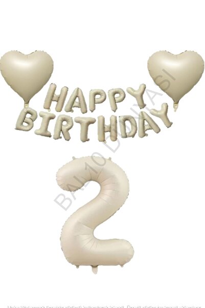 BAL10 DÜNYASI مجموعة بالونات عيد ميلاد سعيد باللون البيج على شكل قلب وأرقام، ...