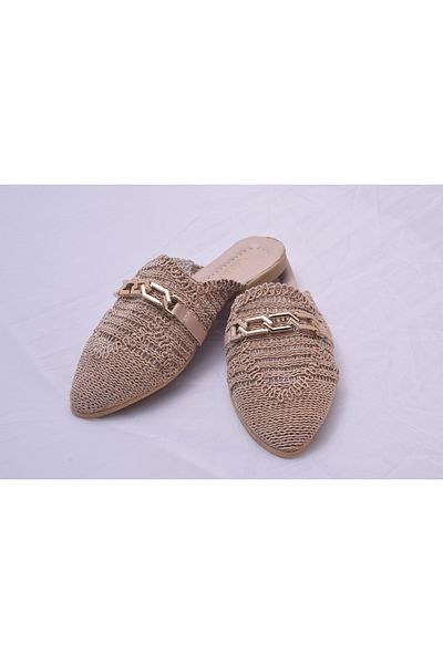 FEMME FATALE Gold Chain Detailed Mink Knitwear Slippers