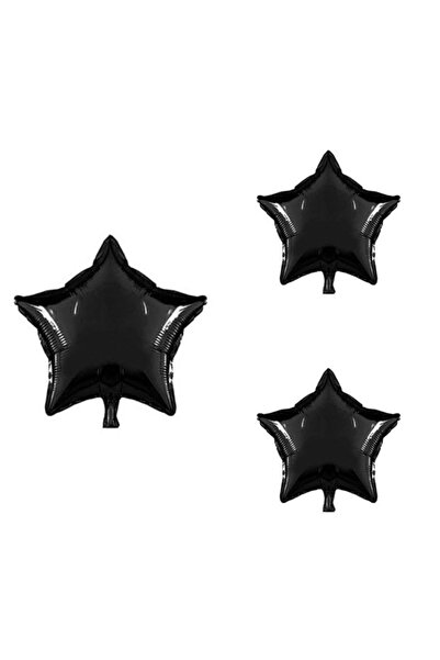 BAL10 DÜNYASI Black Star Foil Balloon 45 cm 3 Pieces
