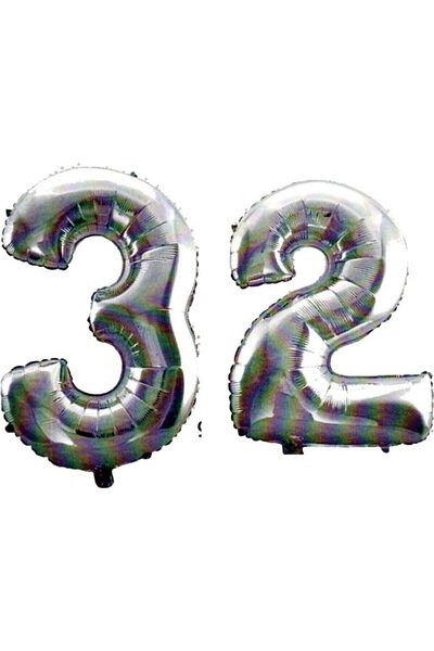 BAL10 DÜNYASI 32 Years Number Foil Balloon Silver 40 Inch 100 cm
