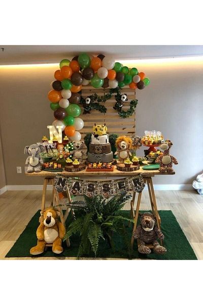 BAL10 DÜNYASI 70 Pieces Orange White Green Brown Metallic Balloon and Balloon Chain Concept Balloons Party