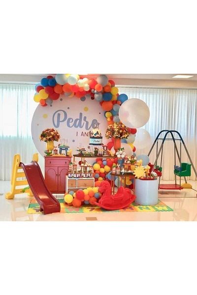BAL10 DÜNYASI 50 Pieces Concept Colors Metallic Balloon and Balloon Chain Party