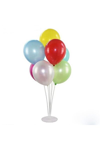 BAL10 DÜNYASI Balloon Stand and Set of 7 Metallic Assorted Balloons