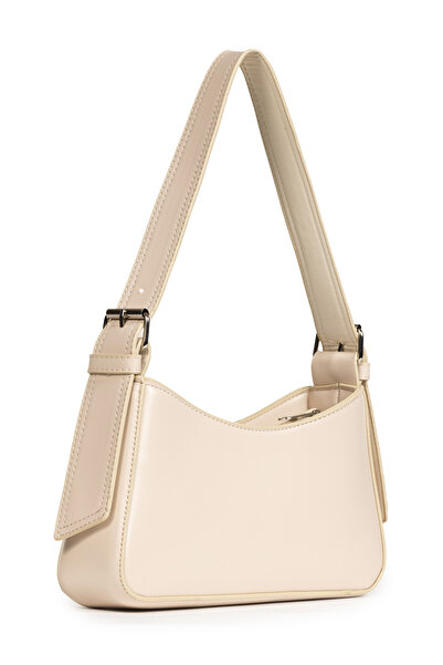 macharelbasic Kadın Astarlı Içi Gözlü Askı Detaylı Krem Baget Çanta