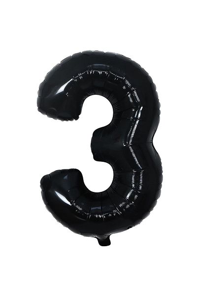 BAL10 DÜNYASI Foil Balloon Black Number 3 34 Inch 80 Cm