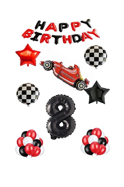 BAL10 DÜNYASI مجموعة بالونات من الفويل واللاتكس تحت عنوان السباق باللون الأسو...