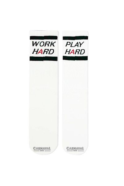 CARNAVAL SOCKS Work Hard Play Hard Written Αθλητικές κάλτσες στον καρπό