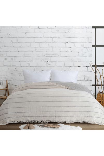 Miespiga 100% Cotton Striped Double Sided Pique Double Bedspread 220X240