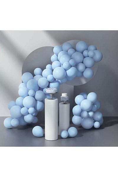 BAL10 DÜNYASI Macaron Pastel Color Blue 100 Pieces Balloons and Balloon Chain