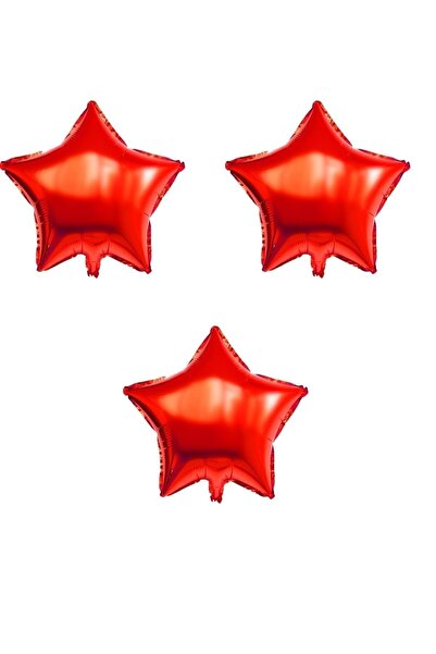 BAL10 DÜNYASI 45cm Red Star Balloon for Valentine's Day - 3Pcs
