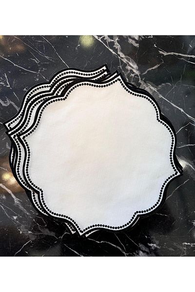 Onedekor Πλέγμα 6 τεμαχίων Lisa Linen Effect με κέντημα - Πλένεται στο πλυντήριο