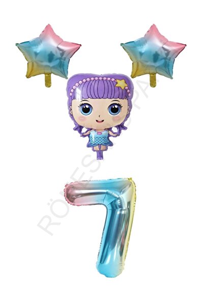 MYLOCK مجموعة بالونات من رقائق قوس قزح الأرجوانية والنجوم للفتيات الصغيرات بع...