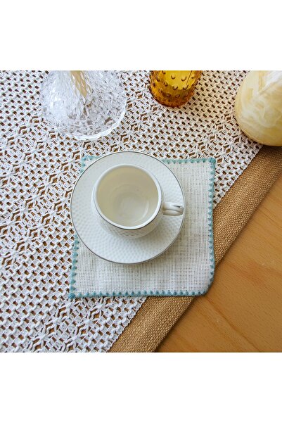 UKC Etamin Işlemelik Sunum Peçetesi - 6 Parça - 15x15cm - Kahve Yanı Sunum Pe...