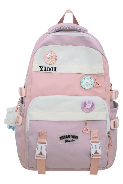 roys joys Pink Purple Luffy - Rucsac de școală în stil coreean cu ursuleț