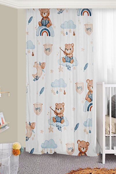Bebişim Halı Cute Children's Room with Double Wings - Background Curtain