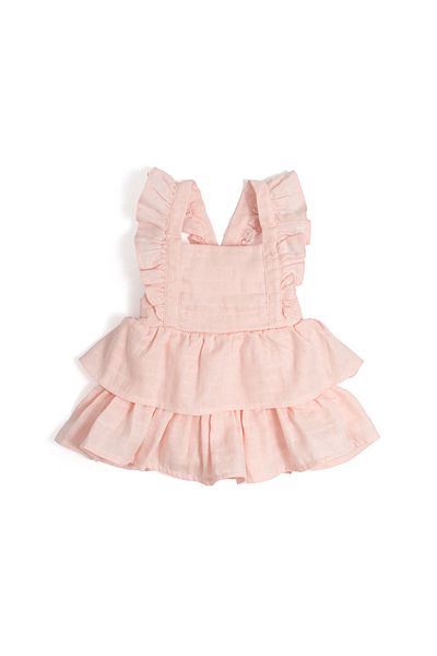 DEUX LAPINS 100% Cotton Muslin Baby Ruffle Evening Dress