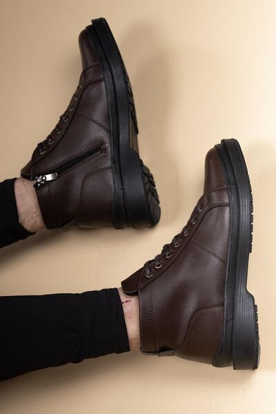 Riccon Unisex boty na zip0012572 hnědé