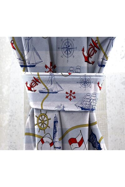 Bebişim Halı Sailing Rudder Sailor for Children's Room - Double Winged Background Curtain