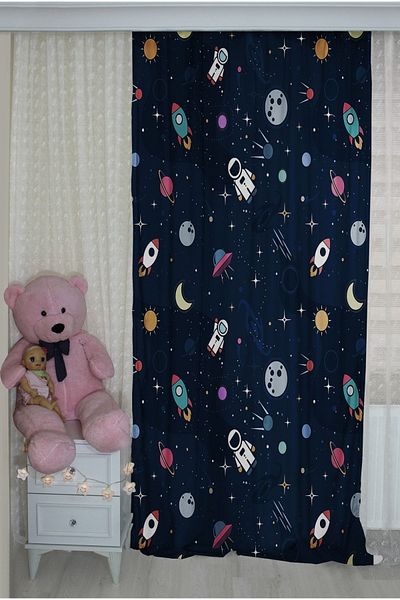 Bebişim Halı Astronaut Double Winged Children's Room - Background Curtain