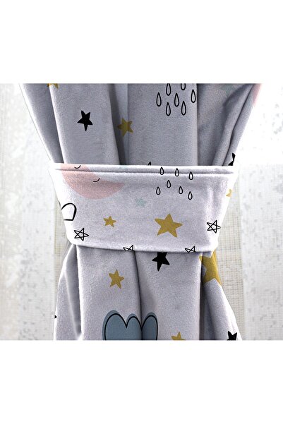 Bebişim Halı Children's Room - Starry Buutlu, Double Winged Background Curtain