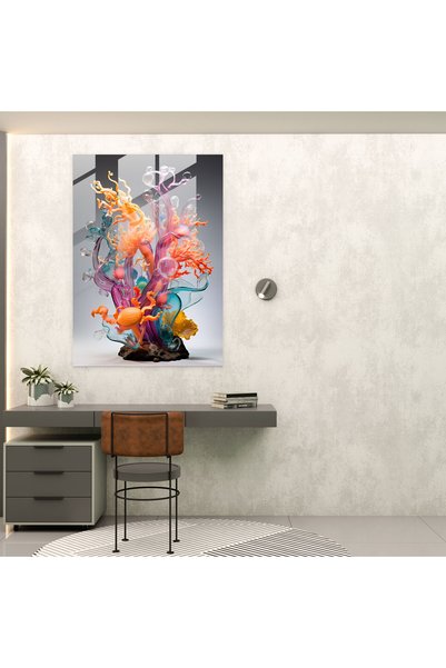 PaintedAnarchy Realistic Glass Sculpture, Coral Reef Glass Print, Home Decor