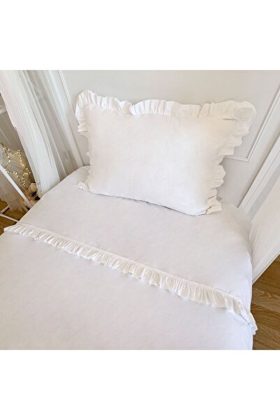 PAMUKA White Single Frilly Duvet Cover Set