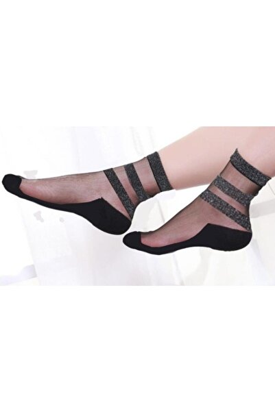 Miss Madam Women Socks Чорапи от тюл с брокат, 3 броя