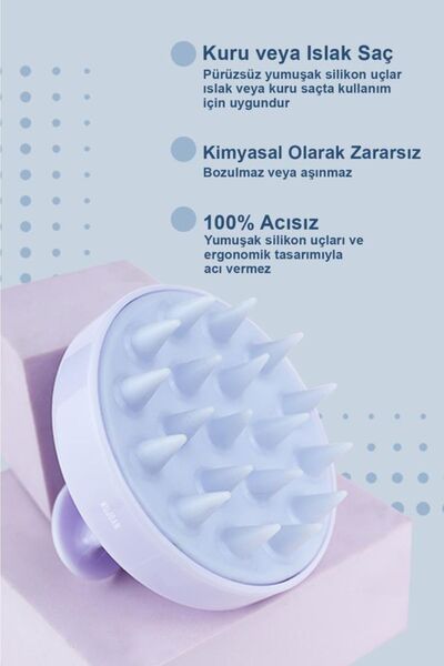 MUJGAN Silikonlu Çok Amaçlı Masaj Tarak Lila
