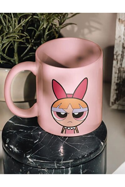Bikutumutluluk POWERPUFF GİRLS UYKUSUZ BLOSSOM HEDİYE PEMBE KUPA BARDAK