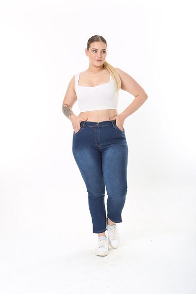 EYLÜL BUTİK Large Size Latex Waist Ankle Length Trousers - Lycra Flexible Fabric