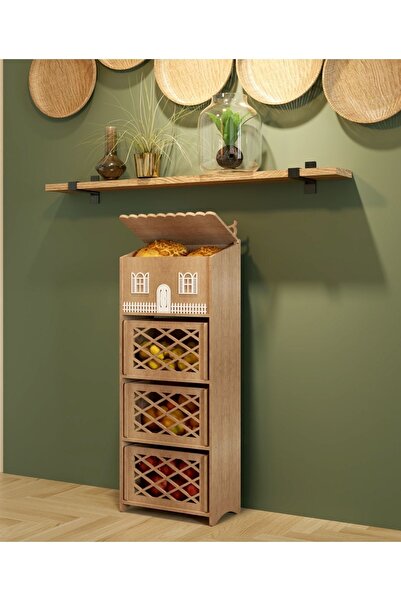 ELAY DESİGN Patates Soğanlık Ekmeklik Dolabı Sebzelik 3 Katlı