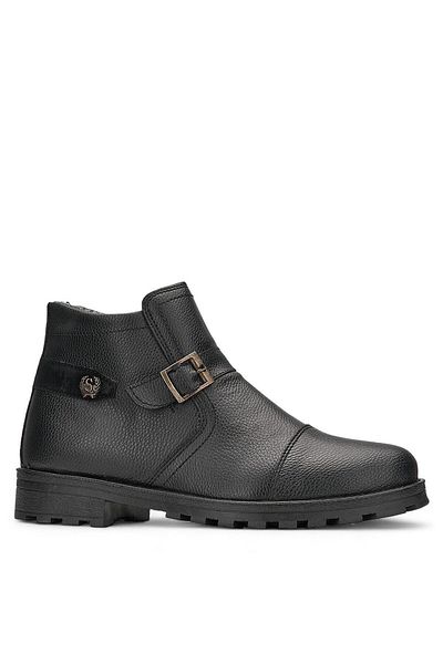 İmerShoes Ανδρικές μαύρες μπότες - Παπούτσια εξωτερικού χώρου με φερμουάρ, λεπτομέρεια πόρπης και οδοντωτή σόλα 01