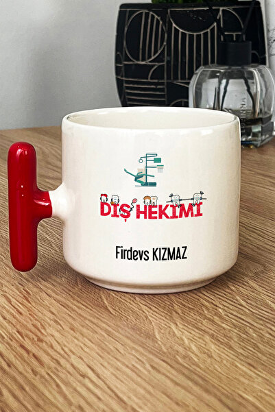 Hedizu Kişiye Özel Diş Hekimi Kupa Bardak T Kulplu Kırmızı Diş Hekimleri Günü...