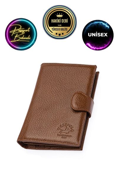 CüzCan Πορτοφόλι από γνήσιο δέρμα West Polo Brown με θήκη διαβατηρίου