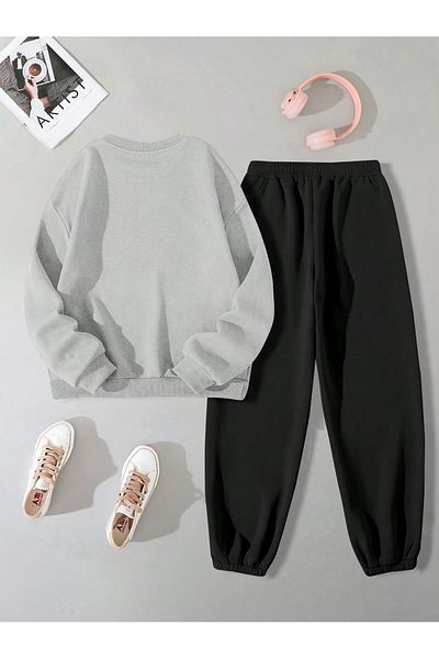 MODARİCH New York 1883 - Γκρι μαύρο Jogger αθλητική φόρμα Crew Neck