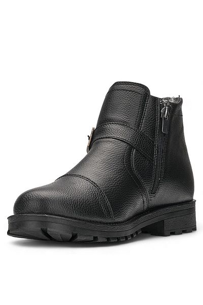 İmerShoes Ανδρικές μαύρες μπότες - Παπούτσια εξωτερικού χώρου με φερμουάρ, λεπτομέρεια πόρπης και οδοντωτή σόλα 01