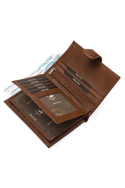 CüzCan Πορτοφόλι από γνήσιο δέρμα West Polo Brown με θήκη διαβατηρίου