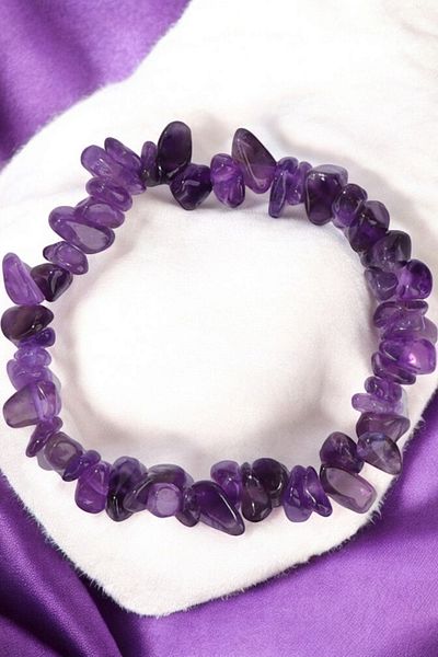 MGA DOĞAL TAŞ Flexible Amethyst Jewelled Bracelet - Natural Stone Bracelet Suitable for All Wrists