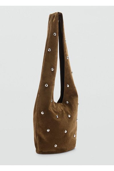 MANGO Woman Torba ze skóry z ćwiekami