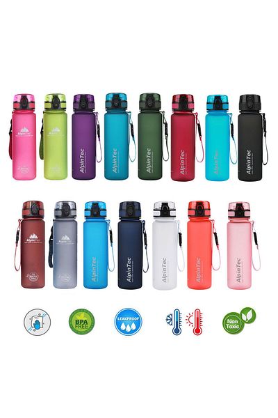 AlpinTec 500 ML Black Tritan Water Bottle - 23 cm