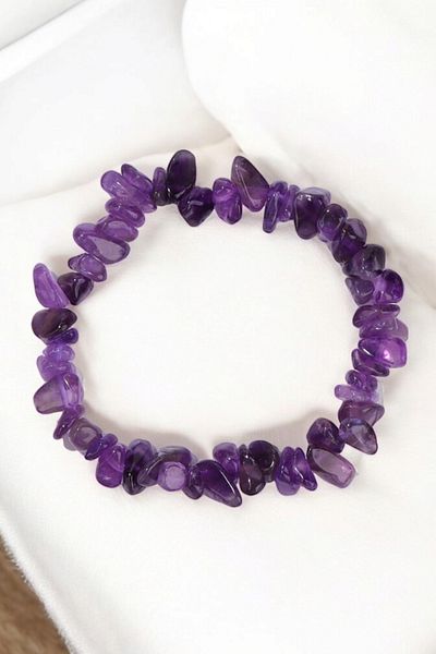 MGA DOĞAL TAŞ Flexible Amethyst Jewelled Bracelet - Natural Stone Bracelet Suitable for All Wrists