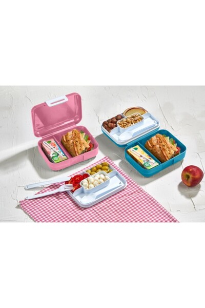 Vagonlife Γκρι Κουτί γεύματος - Διπλή στρώση, Σετ αποθήκευσης φαγητού δύο διαμερισμάτων