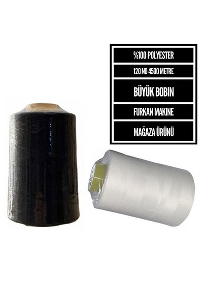 Dikiş Seti Black and White Sewing Thread (1 Pcs Black 1 Pcs White Quffon)