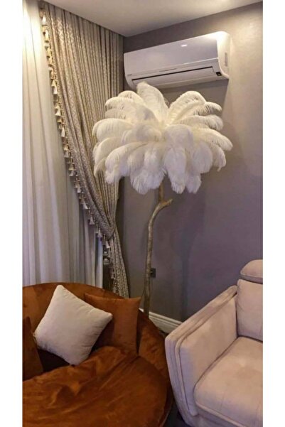 bahcesalincagidunyasi Palmiye Görünümlü Lambader Orjinal Deve Kuşu 50 Tüylü