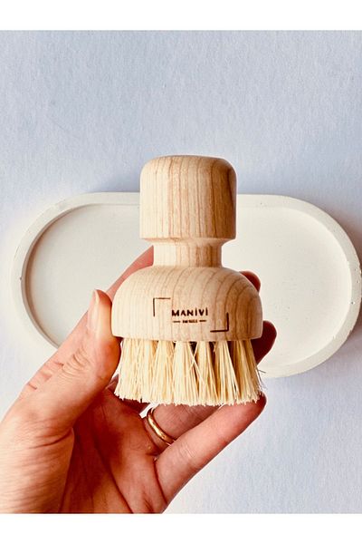 MANİVİ 100% Natural Horsehair - General Brush with Dish and Vegetable Cleaning