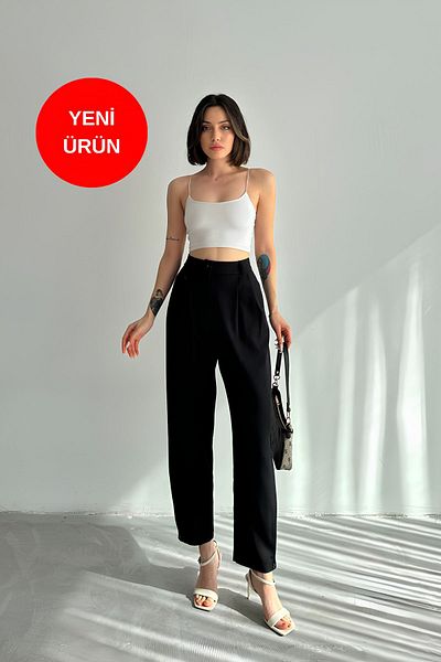 Perryes Pleated Leg and Button Detailed Women's Shalwar Model Trousers