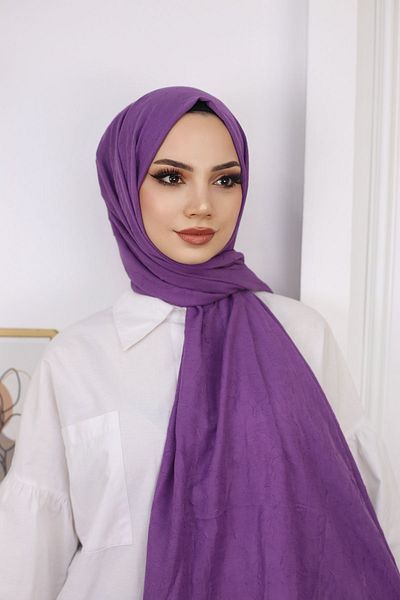 feronis Hijab Women's Bamboo Shawl Model _ Purple