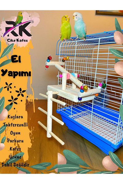 Ciko Kafes Hanging Bird Playground with Ladder and Wipes