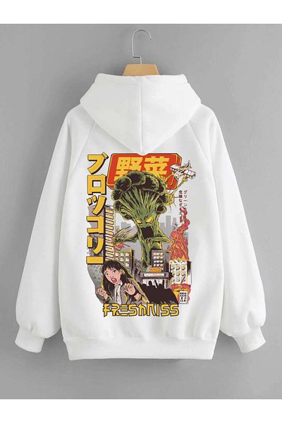DEEPSENCE FreShınS UniSex White Hooded SweatShirt - Back Printed