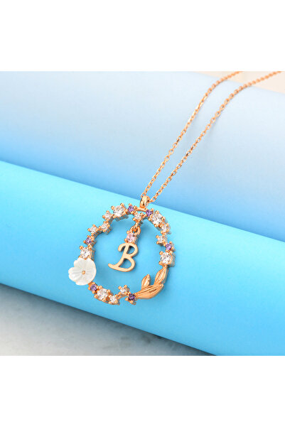 BARIŞ TAKI 925 Ayar Gümüş Pırlanta Taşlı Çember Harfli İnci Kolye